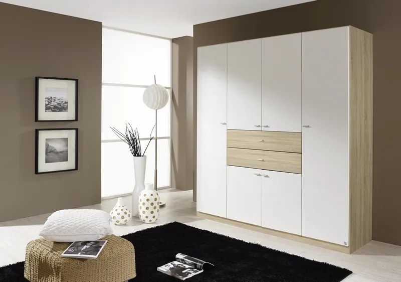 Šatníková skriňa Landsberg, dub sonoma/biela