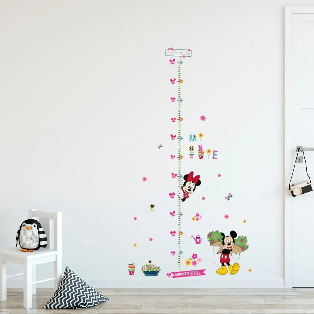 Samolepka na stenu "Detský meter - Mickey a Minnie" 65x121 cm