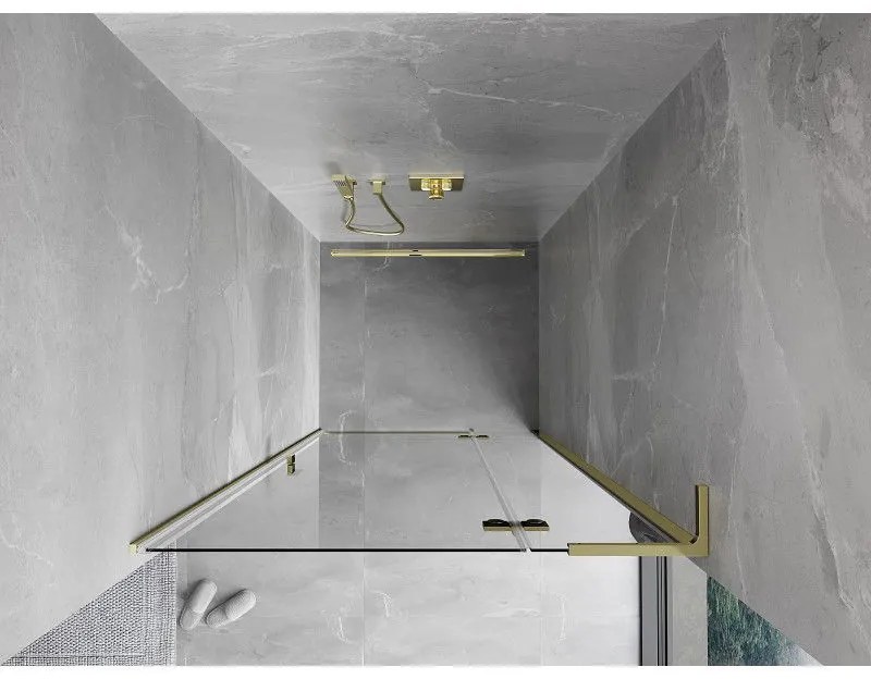 Mexen Mist-H L, 1-krídlové sprchové dvere pravé 100 cm, číre sklo, zlatý lesklý profil, 8A5L-100-000-50-00-P