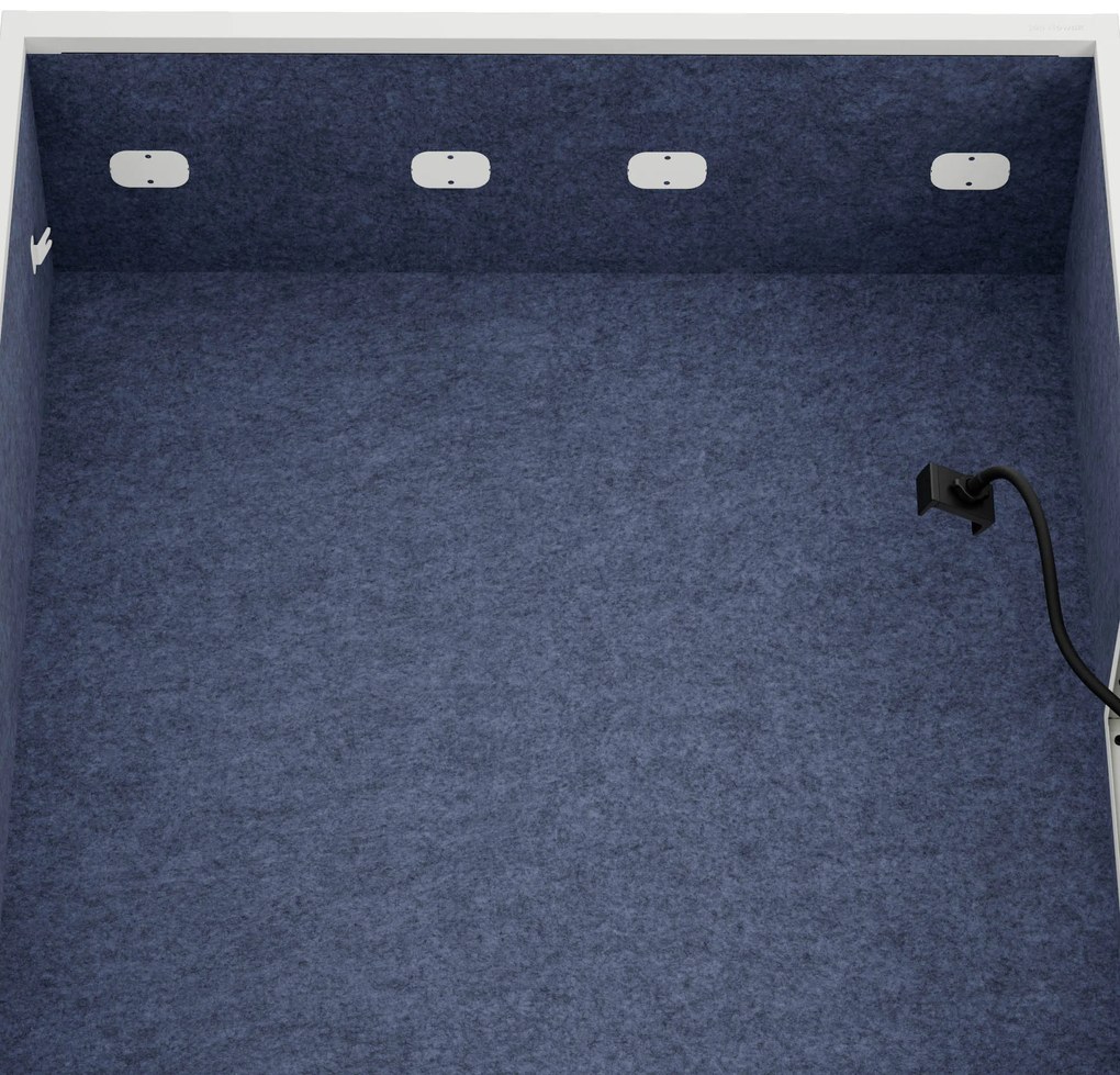Akustická kabína SALLY MentalBox 1150 mm – biely korpus, tmavomodré sedadlo