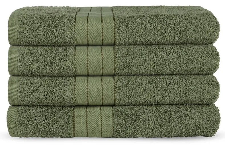 Tmavozelené froté bavlnené uteráky v súprave 4 ks 50x100 cm – Good Morning