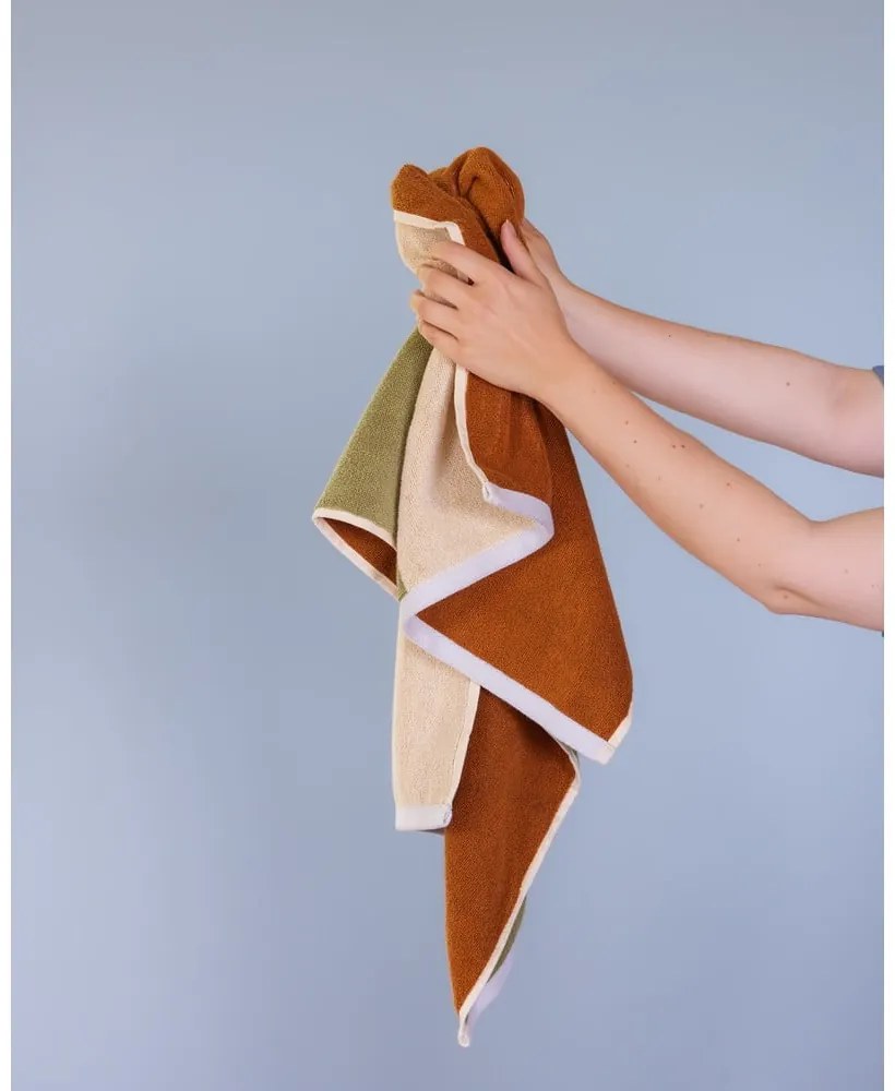 Hnedý froté bavlnený uterák 50x100 cm Block – Hübsch