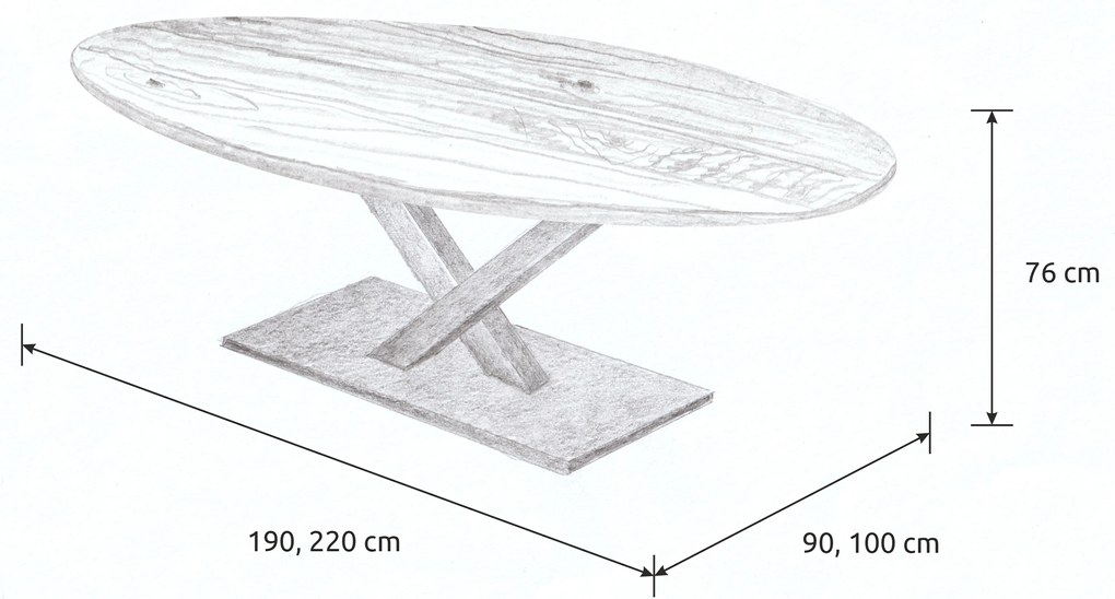 Wooded Jedálenský stôl London ROUNDED z masívu DUB 190x90x76cm
