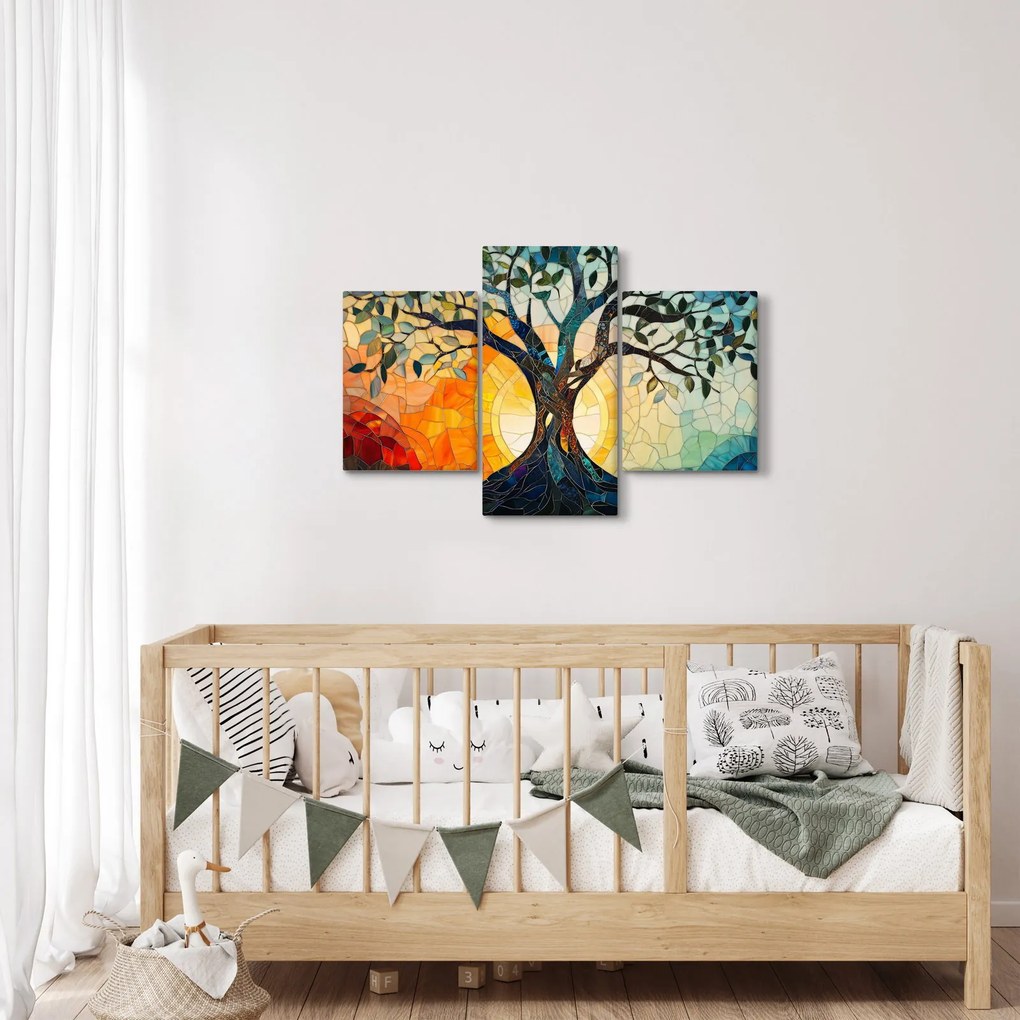 Obraz – Mozaika – slnko a strom I. (90x60 cm)