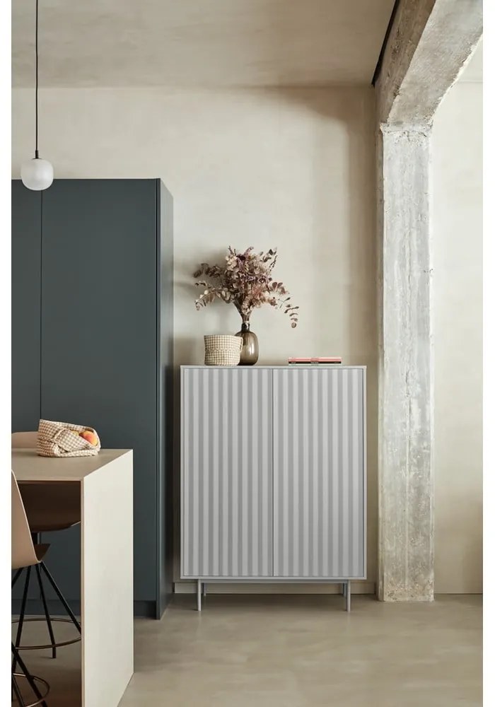 Sivá vysoká komoda 97x130 cm Sierra – Teulat