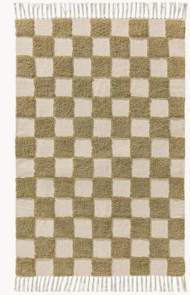 Ručne tkaný bavlnený koberec's reliéfnou štruktúrou Caro