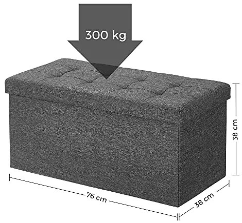 Taburet s úložným priestorom OTO, 76x38x38cm, antracitová SongmicsHome