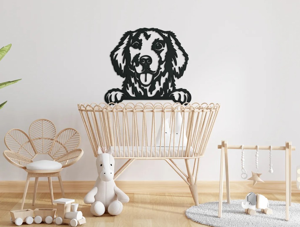 drevko 3D nálepka na stenu Zlatý retríver Rozmer obrazu: 40 x 44,5 cm, Farba dekorácie: Čierna