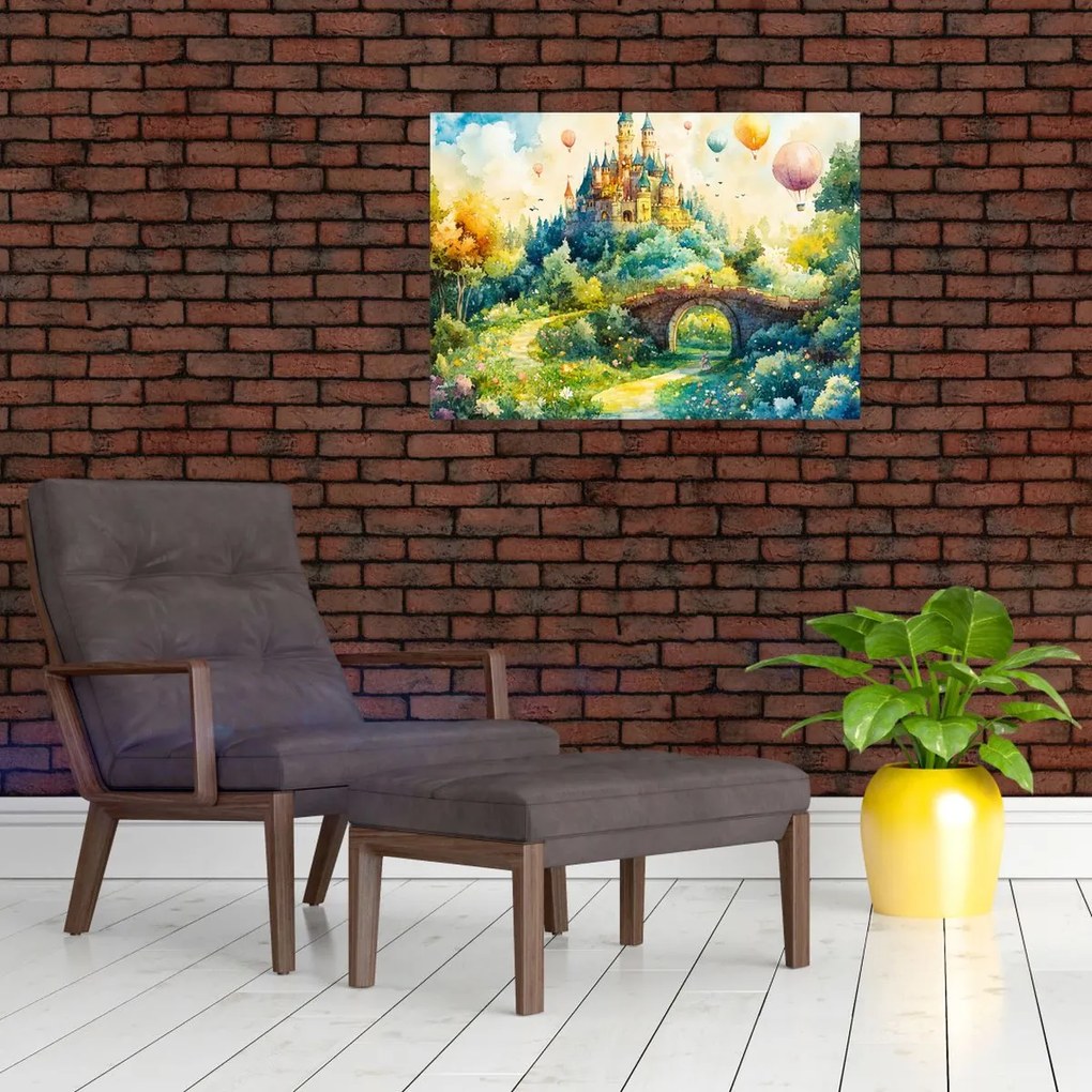 Sklenený obraz - Rozprávkový zámok (70x50 cm)