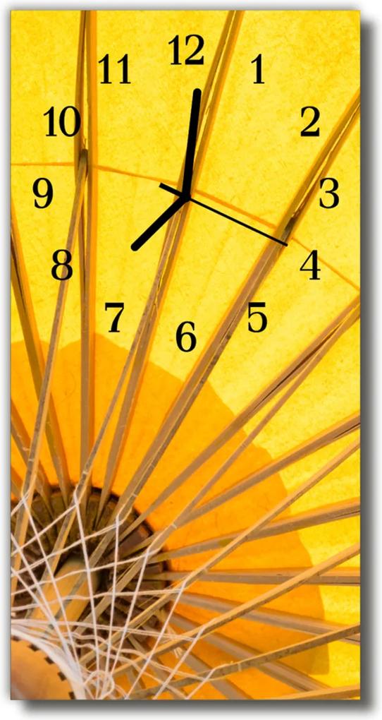 Sklenené hodiny vertikálne  žltý dáždnik