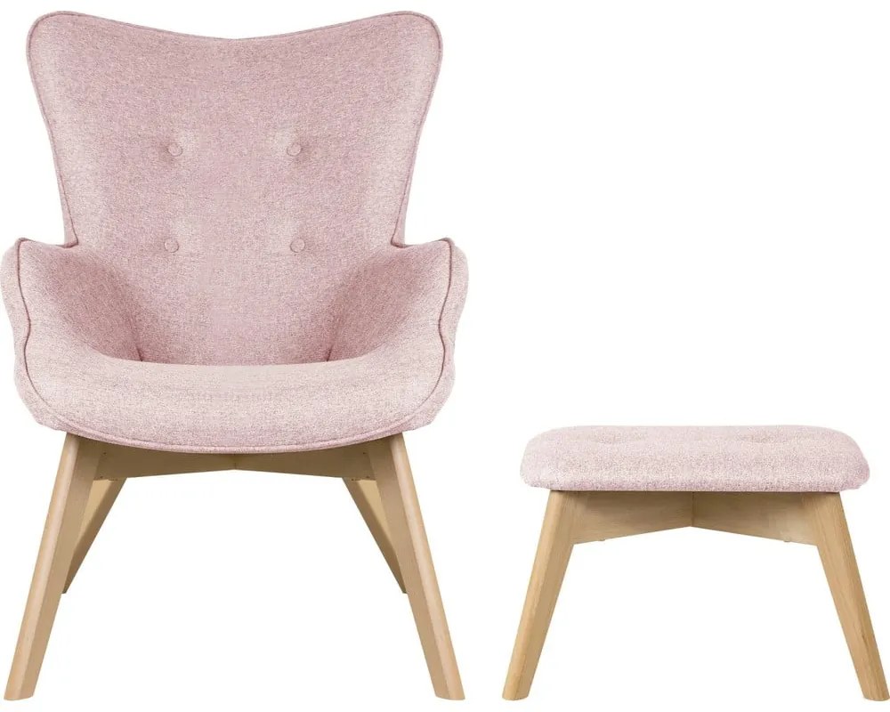 Svetloružové kreslo s podnožkou Niko – Ropez