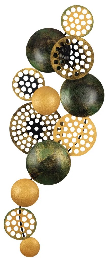 Nástenná kovová dekorácia BUBBLES 90 cm čierna/zlatá
