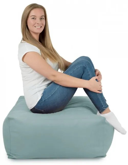 Plyšová taburetka kocka mätová
