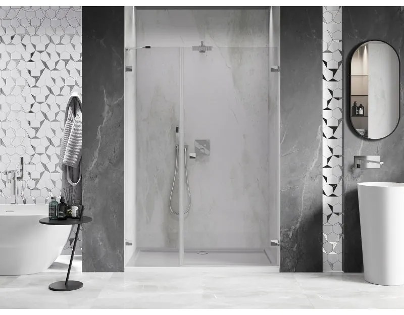 Mexen Lunar-B, Otočné pravé sprchové dvere 120 cm, 8mm číre sklo, chrómový profil, 832S-120-050-01-00-P