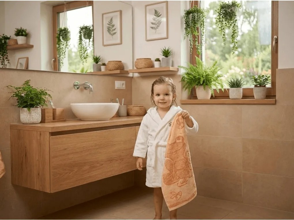 Detský uterák BEBÉ žabička oranžový 30x50 cm