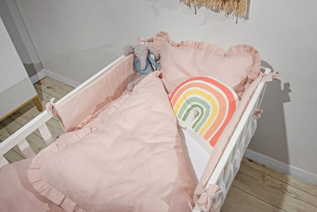 Ľanové obliečky do postieľky DUSTY PINK, vel. M