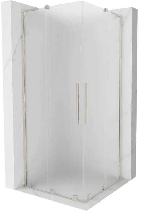 Mexen Velar L Duo, sprchový kút s posuvnými dverami 100 x 100 cm, 8mm sklo námraza, brúsená oceľ, 871-100-100-02-33-97