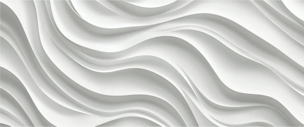 Obraz - 3D biele vlny (120x50 cm)