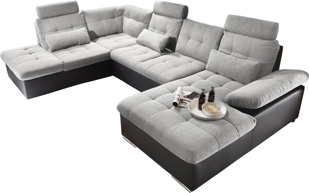 XXXLutz ROHOVÁ SEDAČKA, textil, kompozitné drevo, čierna, strieborná MID.YOU - Sedačky - 002220017411
