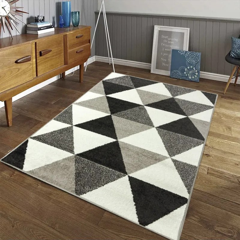 Oriental Weavers, Kusový koberec Lotto 665 HR5 E, 67x120, čiernobiela, chodba / predsieň