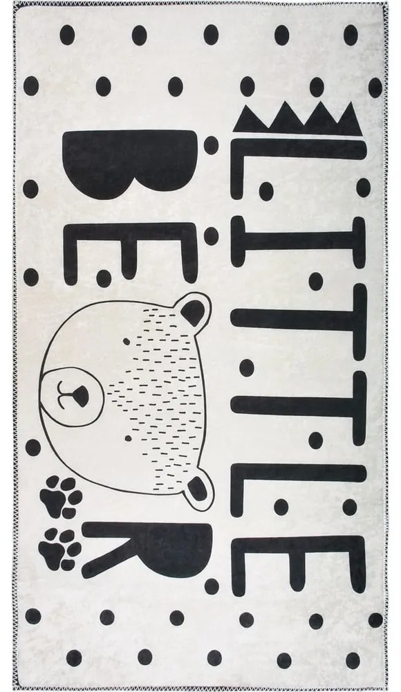 Čierno-biely prateľný detský koberec 80x120 cm Little Bear – Vitaus