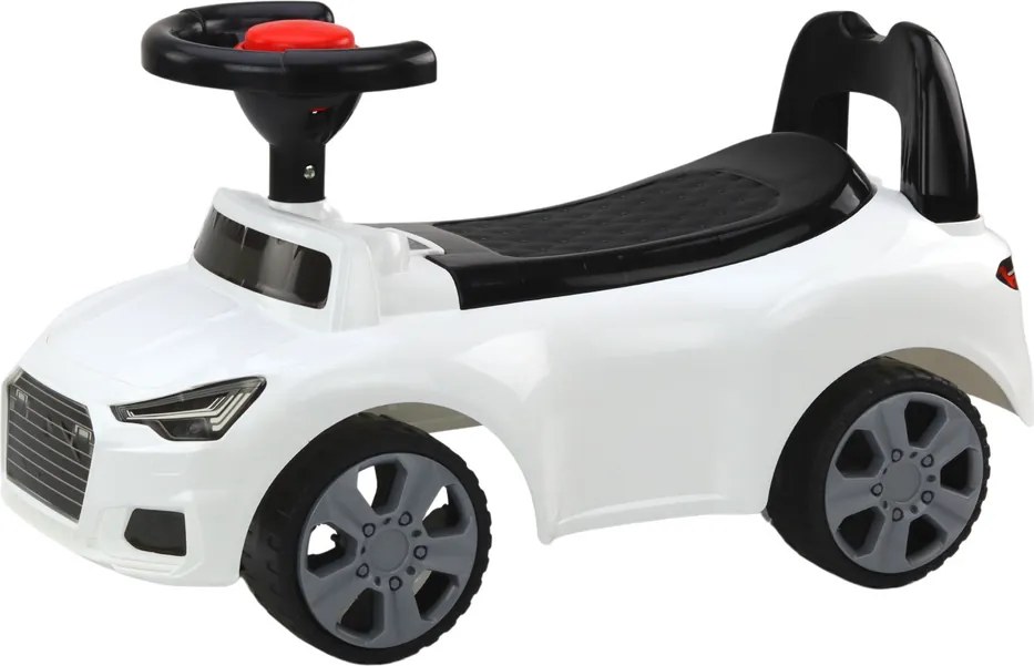 LEAN CARS Detské odrážadlo auto s opierkou QX-3396, klaksón a úložný box, biele