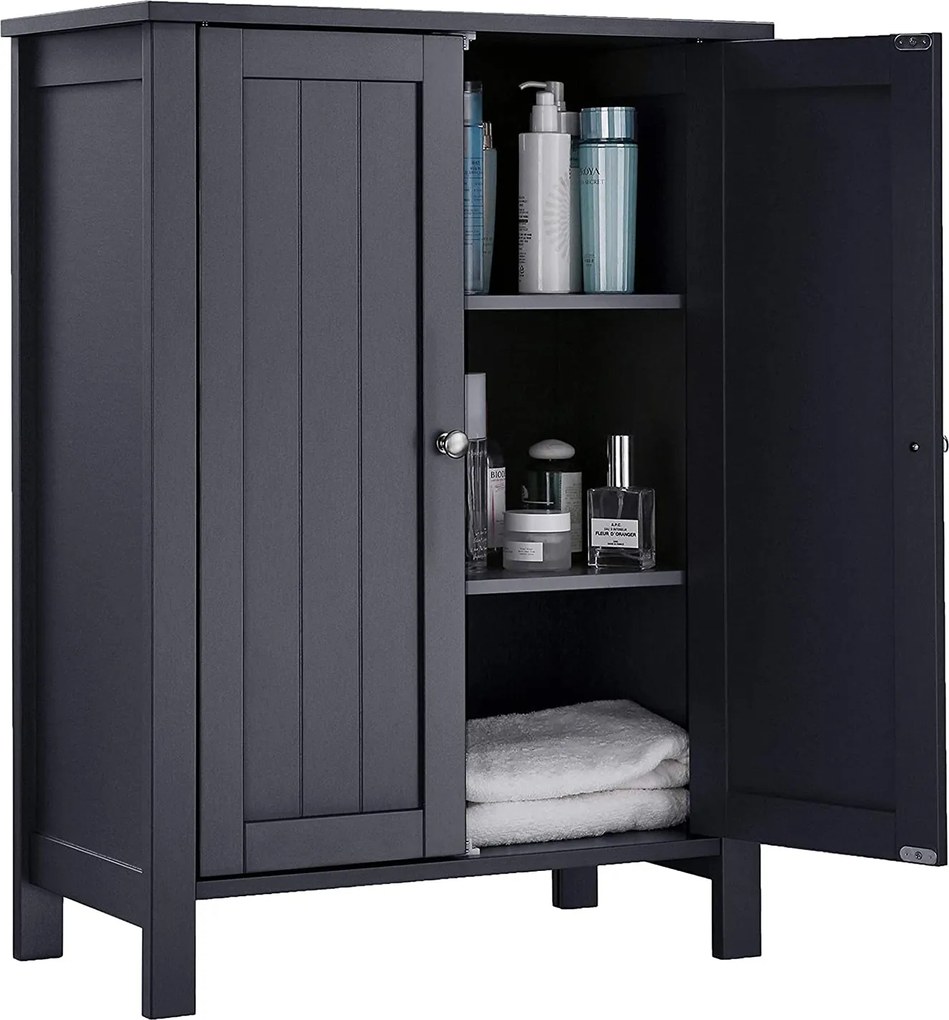 voľne stojaca skrinka do kúpeľne, s 2 dverami a 2 policami, šedá