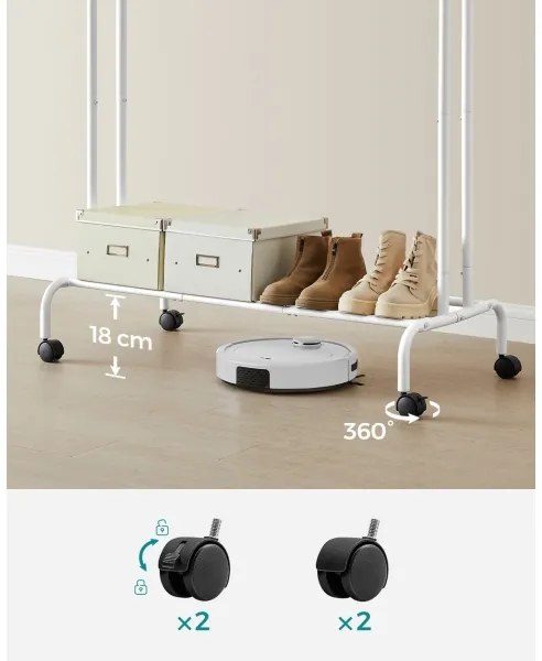 Mobilný stojanový vešiak LINEA biely