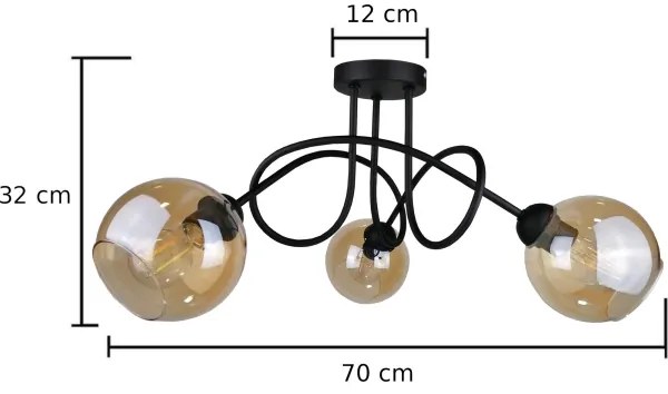 Prisadený luster VENUS BLACK 3xE27/60W/230V