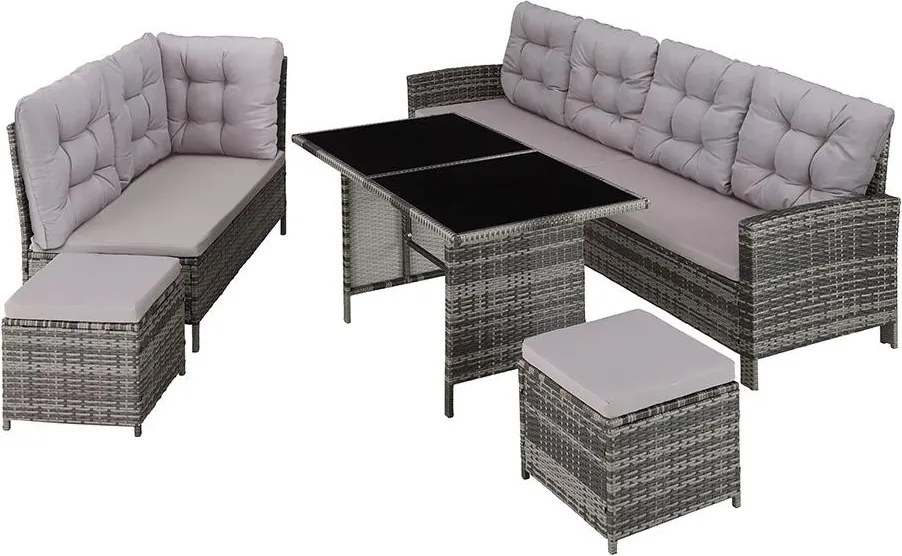 Veľký luxusný ratanový záhradný set Avenberg BARLETTA sivá/svetlosivá