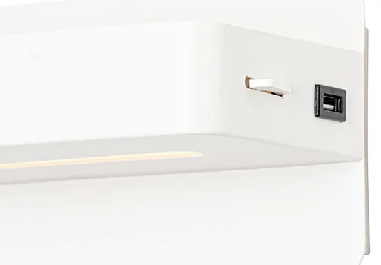 Moderná nástenná lampa biela vrátane LED s USB a vypínačom - Ted