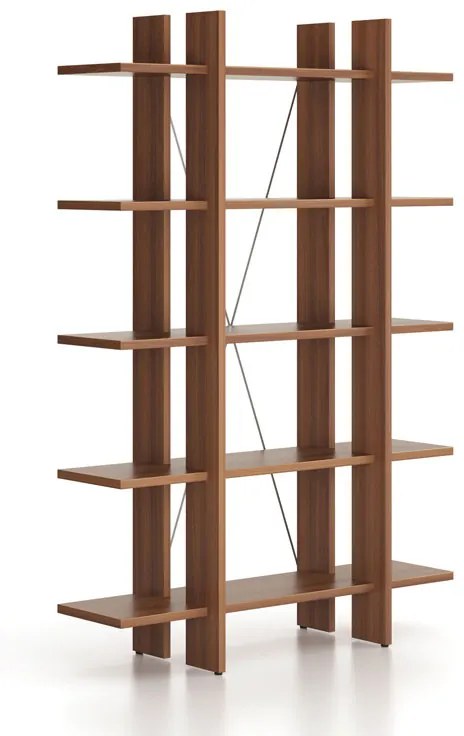 Kancelársky regál vysoký krátky SOLID, 1250 x 400 x 1825 mm, orech