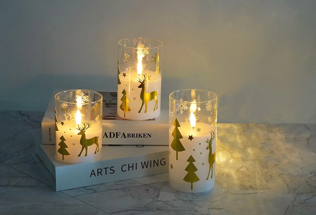 Vánoční LED svíčka Nikolao II 7,5x12,5 cm bílá