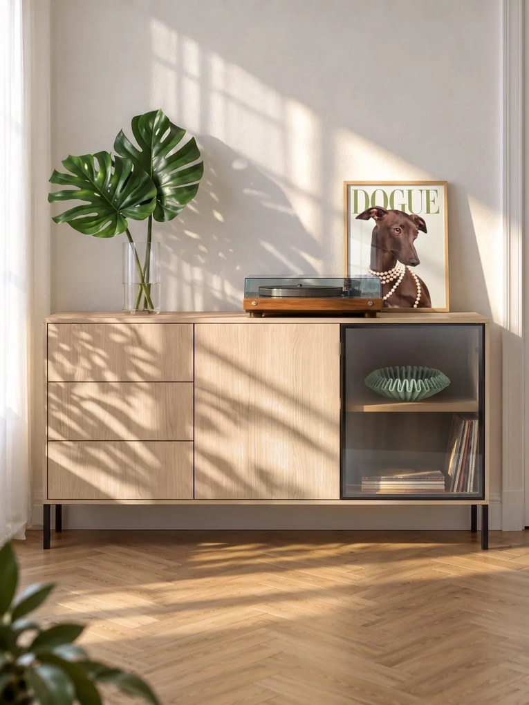 Komoda Harmona 160 cm s osvetlením - dub lindberg