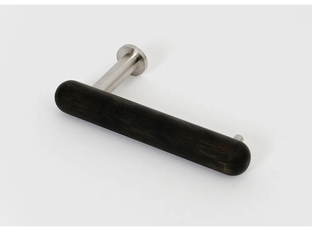 Čierny nástenný držiak na toaletný papier z dubového dreva Wireworks Yoku