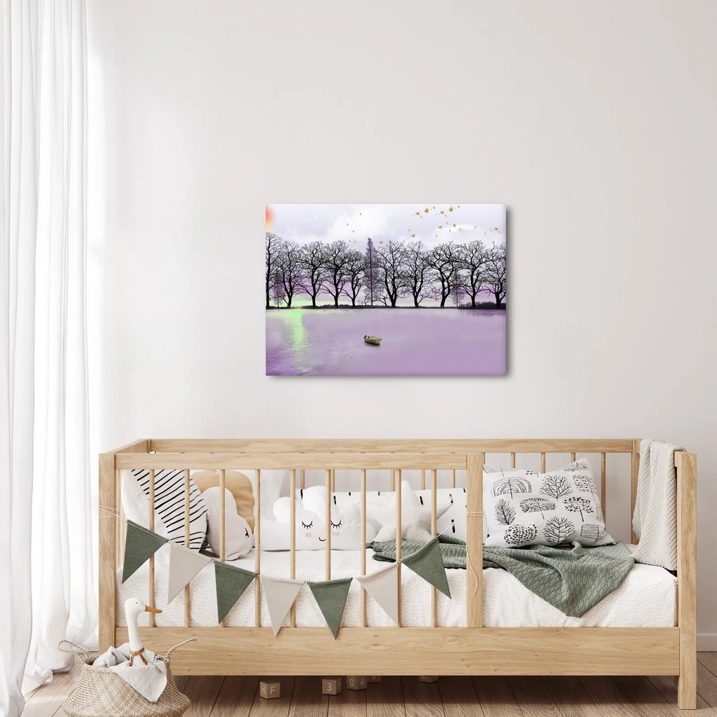 Obraz - Pramice na jazere (70x50 cm)