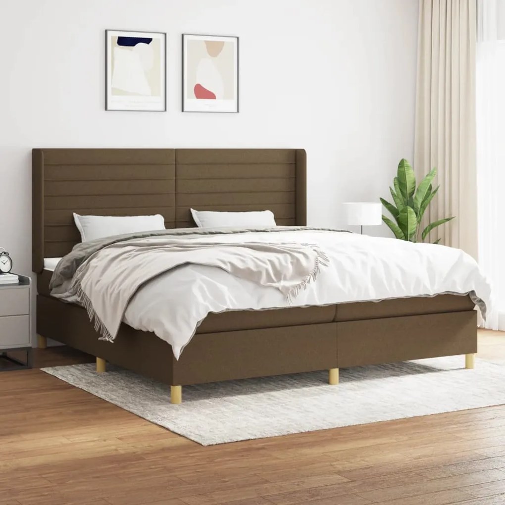 Boxspring posteľ s matracom tmavohnedá 200x200 cm látka 3132100