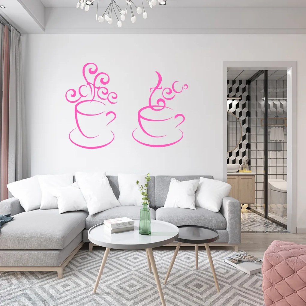 Veselá Stena Samolepka Horúci čaj Farba: oranžová, Veľkosť: 60 x 42 cm