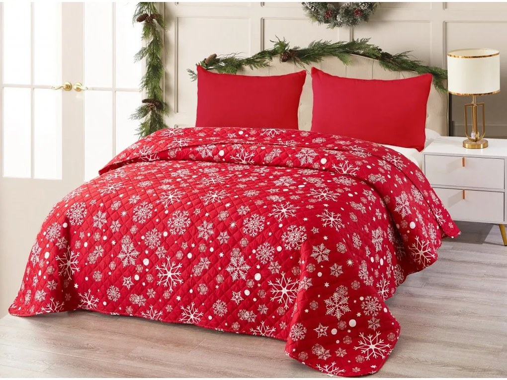 Prehoz na posteľ SNOWFALL červený Rozmer: 170 x 210 cm
