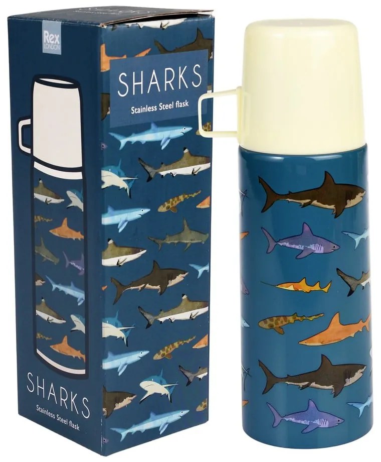Modrá detská termoska 350 ml Sharks – Rex London