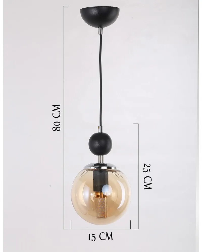 Okrovožlto-čierne závesné svietidlo so skleneným tienidlom ø 15 cm Marble – Squid Lighting