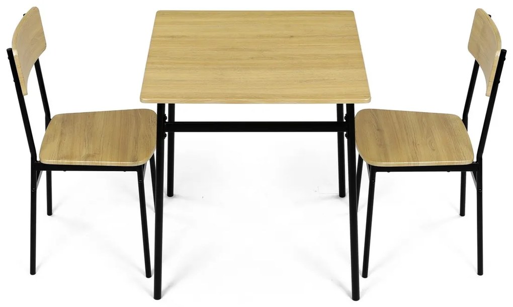 Jedálenský set Industrial s 2 stoličkami, 70 x 70x 76 cm, divoký dub