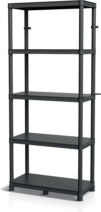 Prosperplast Regál plastový 5 políc STACKARO MIDDLE 74 x 36 x 172,5 cm - čierny