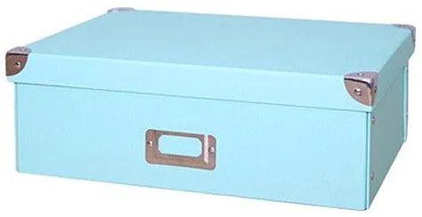 Štýlový skladací papierový úložný box tyrkysový, viac veľkostí 22x30x18 cm