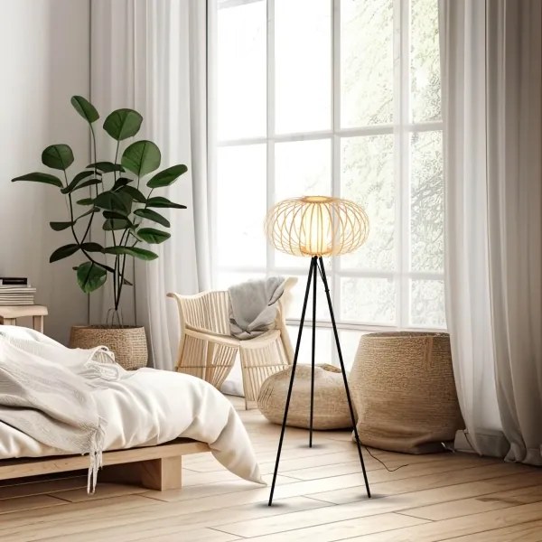 Briloner 1759011 - Stojacia lampa 1xE27/10W/230V bambus/čierna