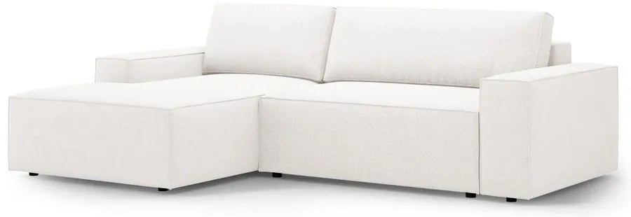 Biela rozkladacia rohová pohovka z textílie bouclé (ľavý roh) Jodie – Micadoni Home