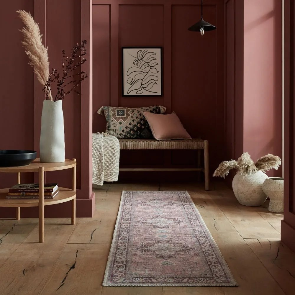 Svetločervený umývateľný behúň s prímesou recyklovaných vlákien 60x230 cm Windsor – Flair Rugs