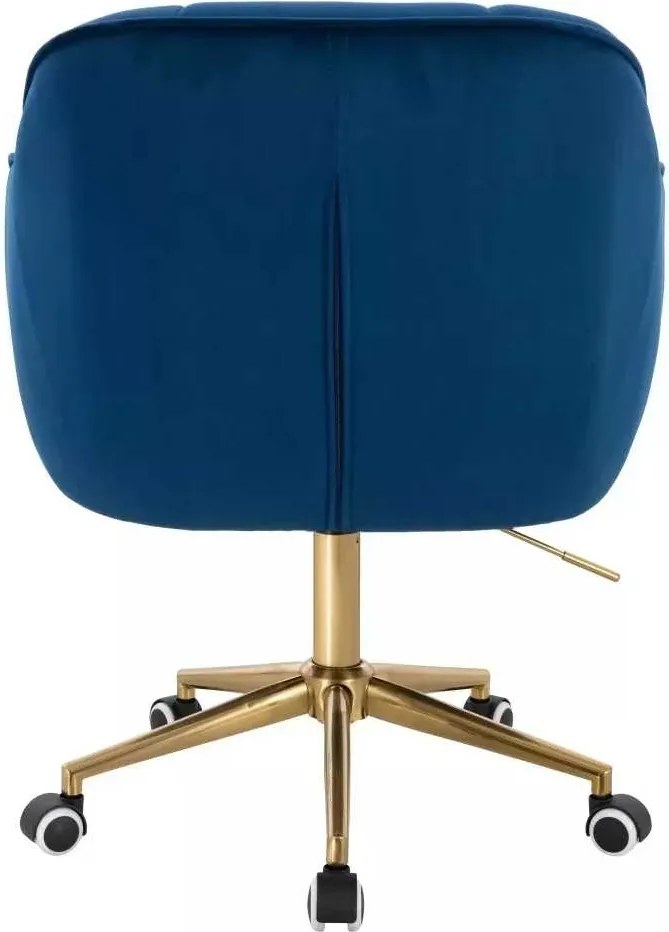 LuxuryForm DESIGN Stolička AVOLA VELUR na zlatej podstave s kolieskami - modrá