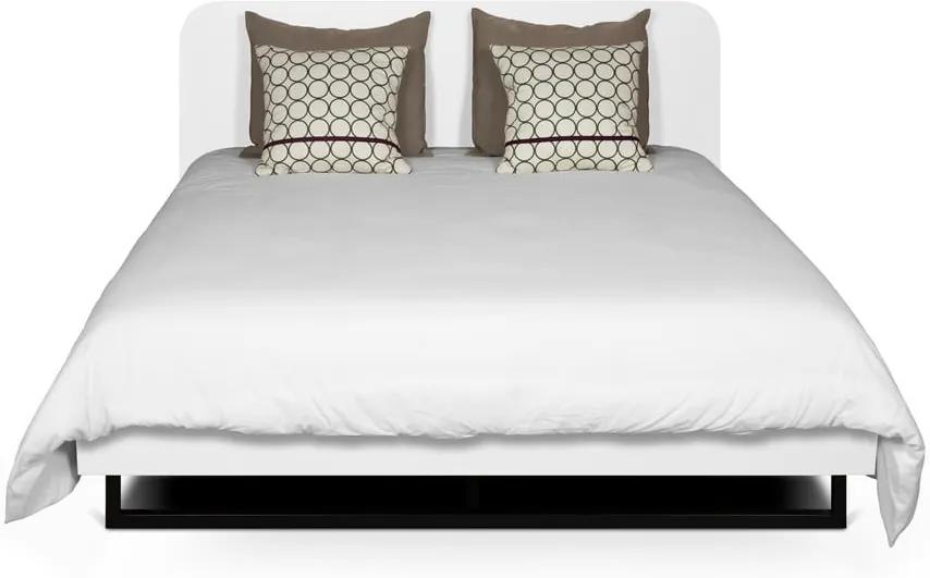 Biela posteľ s čiernymi kovovými nohami TemaHome Mara, 160 × 200 cm