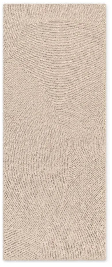 Béžový ručne tkaný vlnený behúň 80x300 cm Calmio – Hanse Home